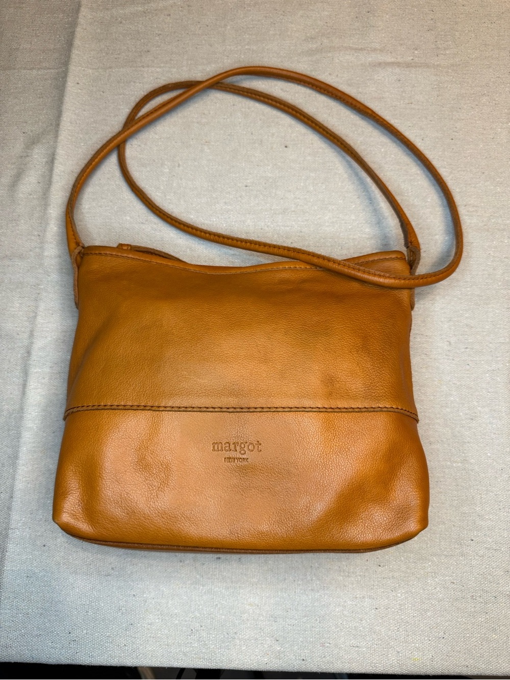 Margot New York Tan Leather Crossbody Shoulder Bag